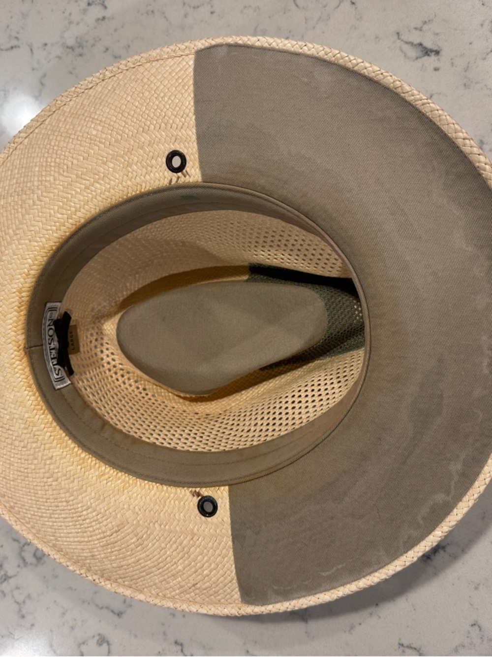 Stetson Natural Straw Hat with Leather Band - Picture 5 of 8